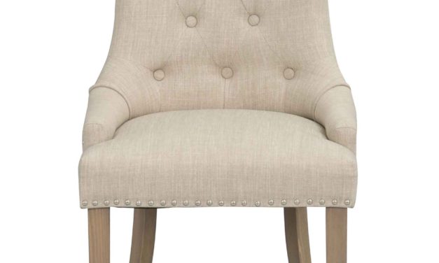 Vicky spisebordsstol – Beige stof, antiklook træben