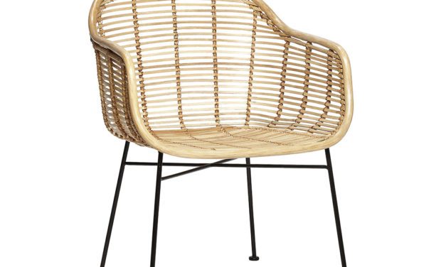 H&Uuml;BSCH Rattan stol m/armlæn, natur