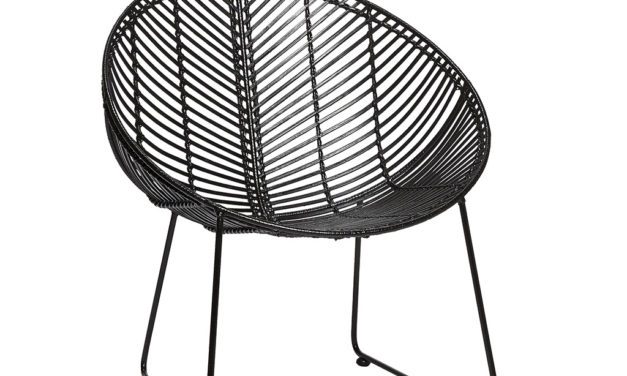H&Uuml;BSCH Sort rund rattan stol