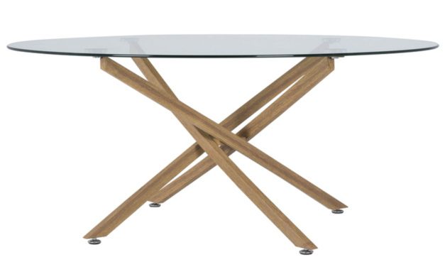 CANETT Luri sofabord – klart glas og eg, rund