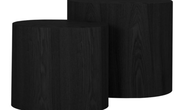 CANETT Odnes småborde – sort træ, oval (sæt &aacute; 2)