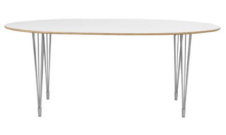 Fusion spisebord – hvid laminat/krom, oval (190×100)
