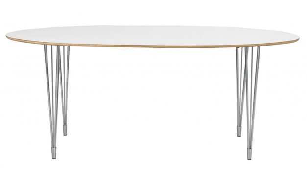 Fusion spisebord – hvid laminat/krom, oval (190×100)