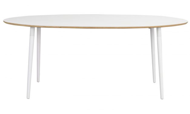 Fusion spisebord – hvid laminat/bøg, oval (190×100)