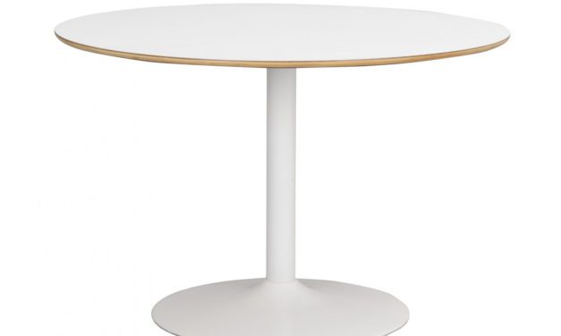 Fusion spisebord – hvid laminat, rund m. trompetfod (Ø115)