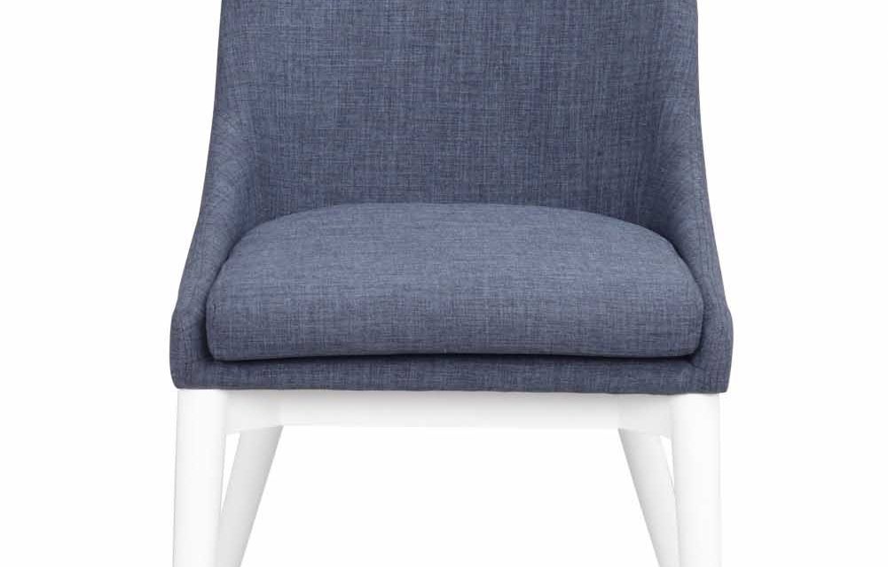Bea spisebordsstol – blåt stof/hvidt træ