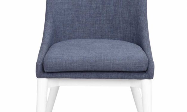 Bea spisebordsstol – blåt stof/hvidt træ