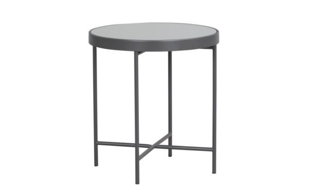 London sidebord – spejlglas/antracitgrå metal, rund (Ø43)