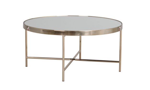 London sofabord – spejlglas/bronzefarvet metal, rund (Ø83)
