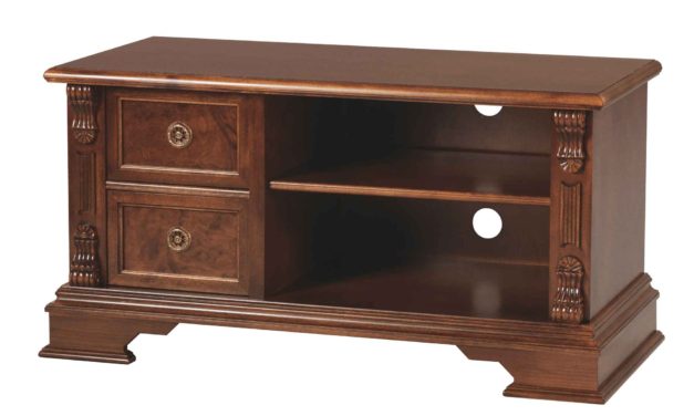 Mozart TV-bænk – valnød m. 2 skuffer og 1 hylde