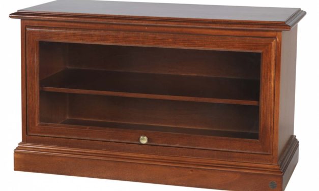 Leonardo TV-bænk – valnød m. 1 glaslåge