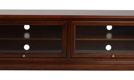 Leonardo TV-bænk – valnød m. 2 glaslåger