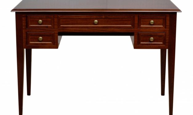 Leonardo skrivebord – valnød m. 5 skuffer