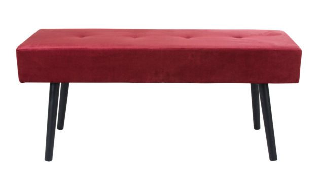 HOUSE NORDIC Skiby bænk i rød stof og sorte ben