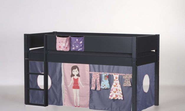 MANIS-H Frej halvhøj seng inkl. forhæng, antracitgrå (200×90) Doll-Sweatheart