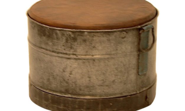 SJ&Auml;LS&Ouml; NORDIC Læderskammel af genbrugsjern