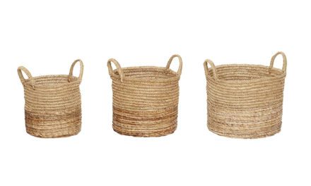 HÜBSCH Rund kurv m/håndtag, natur, 3 stk.