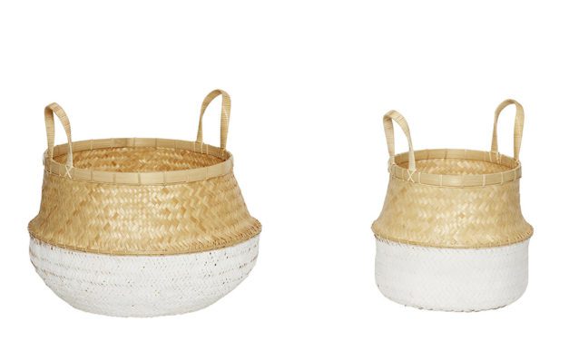 H&Uuml;BSCH Bambus kurv med hvid bund 2 stk.