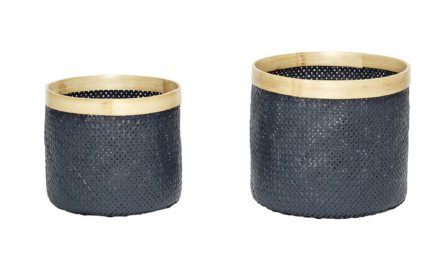 HÜBSCH Bambus kurv, grå/natur, 2 stk.