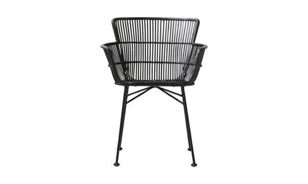 HOUSE DOCTOR Coon Spisebordsstol med Armlæn, Sort, Rattan