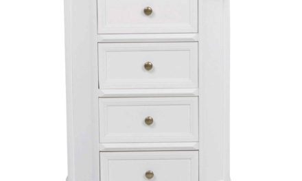 Torino kommode – Hvidt og lakeret træ, 4 skuffer