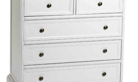 Torino kommode – Hvidt og lakeret træ, 5 skuffer