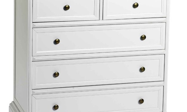 Torino kommode – Hvidt og lakeret træ, 5 skuffer