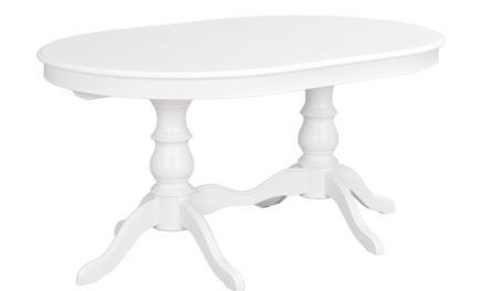 Amadeus spisebord – hvidt træ, oval m. 2 tillægsplader (110×160)