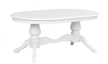 Amadeus sofabord – hvidt træ, oval (130×80)