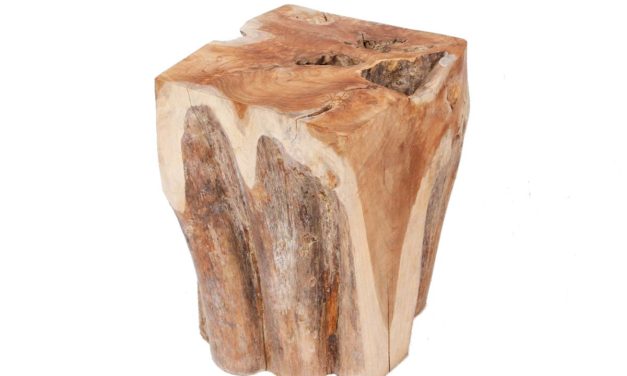 Teak skammel, firkantet