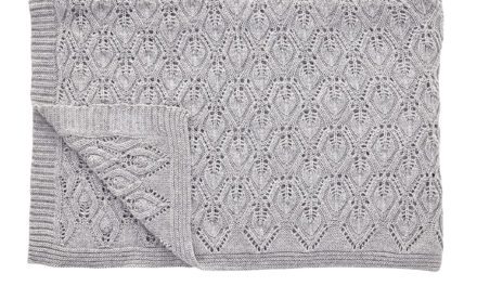 HÜBSCH Plaid i lammeuld m/mønster, grå