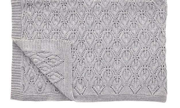 H&Uuml;BSCH Plaid i lammeuld m/mønster, grå