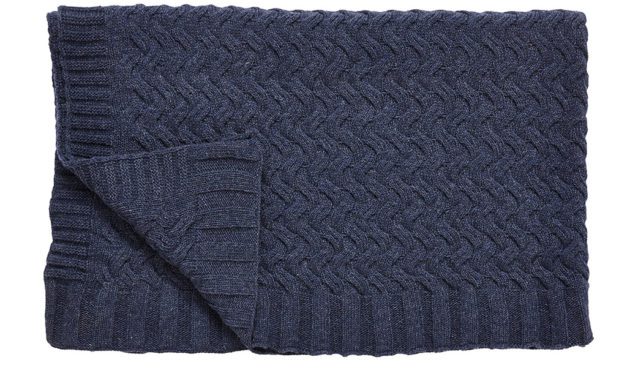 H&Uuml;BSCH Plaid i lammeuld, marineblå-melange