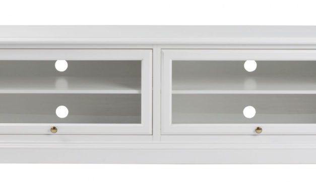 Leonardo TV-bænk – hvid, m. 2 låger og 2 hylder