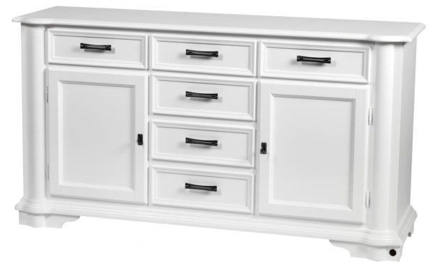 Amadeus skænk – hvidt træ, m. 2 låger og 6 skuffer