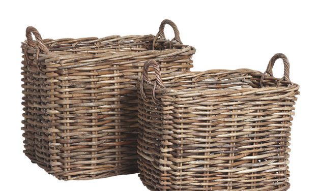 H&Uuml;BSCH Firkantet kurv m/hank, 2 stk.