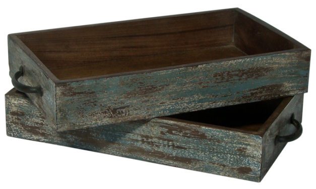 SJ&Auml;LS&Ouml; NORDIC Trækasse i patineret grøn med håndtag