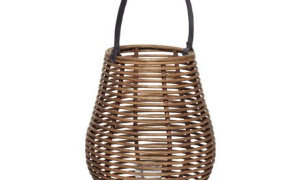 HÜBSCH Rattan lanterne m/glas, large
