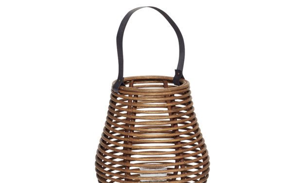 H&Uuml;BSCH Lanterne m/glas, rattan, small
