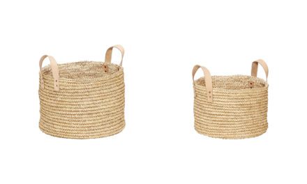HÜBSCH Bast kurv m/håndtag, natur, small, 2 stk.