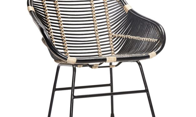 H&Uuml;BSCH Stol m/metalben, rattan, sort