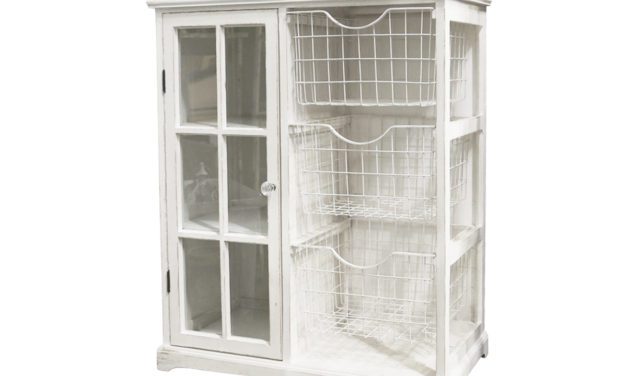 CHIC ANTIQUE Skab med 1 låge og 3 trådkurve