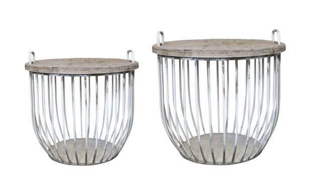 CHIC ANTIQUE Sofaborde med trælåg sæt af 2