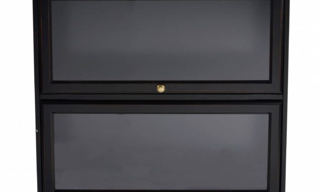 Leonardo bogreol – sort, lille m. 2 glaslåger