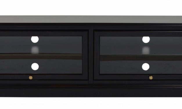 Leonardo TV-bænk – sort m. 2 glaslåger