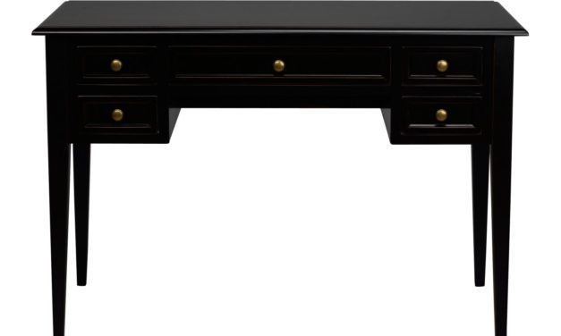 Leonardo skrivebord – sort m. 5 skuffer