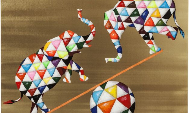 Billede Touched Circus Elefants 120 x 120 cm