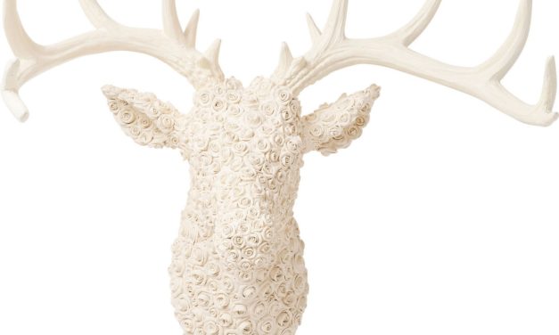 Vægdekoration Antler Deer Roses Hvid