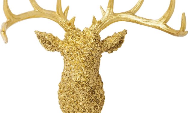 Vægdekoration Antler Deer Roses Guld