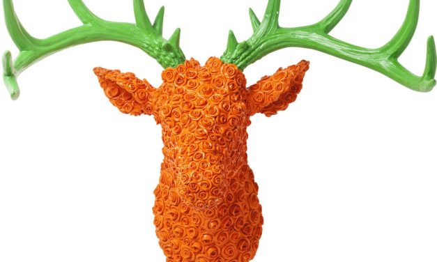 Vægdekoration Antler Deer Roses Orange Grøn